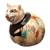estatuilla de cerámica - Estatuilla de gato de cerámica hecha a mano con diseño colorido
