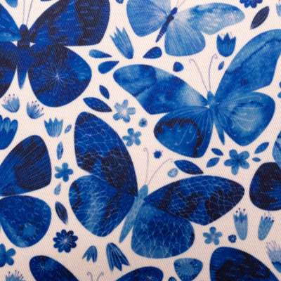 Bedruckter Kulturbeutel - Bedruckter blauer Schmetterlings-Kulturbeutel mit Reißverschluss