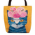 Printed tote bag, 'Feline Passion' - Tote Bag with Zipper and Cat with Rose Crown Print