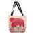 Printed tote bag, 'Adorable Purr' - Tote Bag with Zipper and Adorable Kitten Print