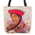 Bolso tote estampado - Tote Bag con Estampado Dama Andina y Motivos Florales