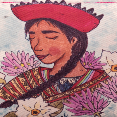 Muñequera estampada - Pulsera con Estampado Dama Andina y Motivos Florales