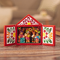 Wood and ceramic mini-retablo, 'Ayacucho Music Fest'