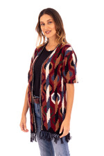 100% alpaca kimono cardigan, 'Ceremonial Icons' - Inca-Inspired 100% Alpaca Cardigan Sweater in a Kimono Style
