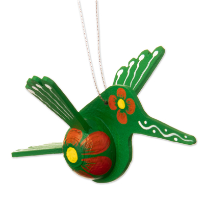 Green Hand-Painted Hummingbird Christmas Ornament