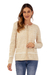Alpaca blend sweater, 'Cultural Lines' - Beige Alpaca Blend Buttoned Sweater with Geometric Motifs