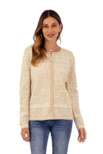 Alpaca blend sweater, 'Cultural Lines' - Beige Alpaca Blend Buttoned Sweater with Geometric Motifs