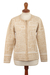 Jersey en mezcla de alpaca - Sweater Beige de Mezcla de Alpaca Abotonado con Motivos Geométricos