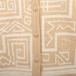 Alpaca blend sweater, 'Cultural Lines' - Beige Alpaca Blend Buttoned Sweater with Geometric Motifs