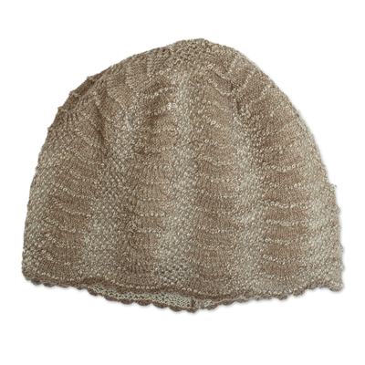 Knit 100% Baby Alpaca Hat in Solid Mushroom Tone