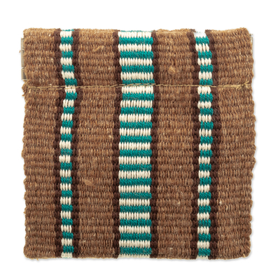 Münzbeutel aus Baumwolle, „Raining in The Desert“ – gestreifte handgewebte Baumwoll-Münztasche mit Druckknopfverschluss
