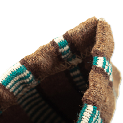Cotton coin pouch, 'Raining in The Desert' - Striped Handwoven Cotton Coin Pouch with Snap Top Closure