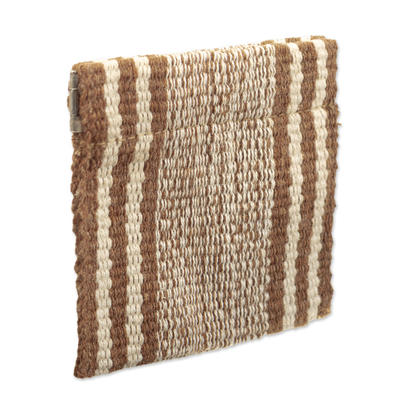 Hand-Woven Striped Cotton Coin Pouch with Snap Top Closure