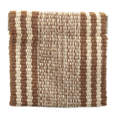 Cotton coin pouch, 'Northern Flight' - Hand-Woven Striped Cotton Coin Pouch with Snap Top Closure