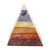Skulptur aus mehreren Edelsteinen - Handgefertigte Pyramidenskulptur aus mehreren Edelsteinen mit sieben Chakren