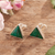 Chrysocolla stud earrings, 'Intuition Triangles' - Modern Geometric Stud Earrings with Natural Chrysocolla Gems (image 2) thumbail