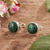 Chrysocolla stud earrings, 'Intuition Whim' - Polished Sterling Silver Stud Earrings with Chrysocolla Gems (image 2) thumbail