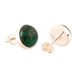 Chrysocolla stud earrings, 'Intuition Whim' - Polished Sterling Silver Stud Earrings with Chrysocolla Gems