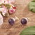 Amethyst stud earrings, 'Divine Whim' - Polished Sterling Silver Stud Earrings with Amethyst Stones (image 2) thumbail