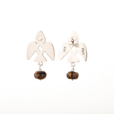 Aventurine dangle earrings, 'Lambayque Leadership' - Cultural Sterling Silver Dangle Earrings with Aventurine