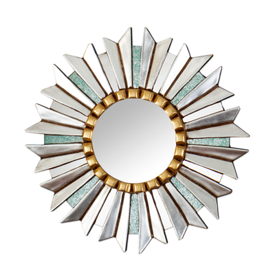 Handcrafted Aluminum and Bronze Wall Mirror from Peru