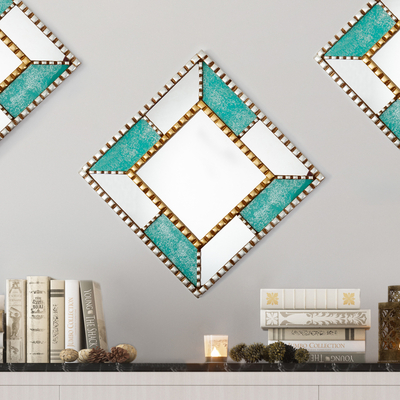 Wood and glass wall mirror, Paradise Dimension