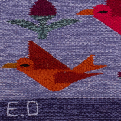 Alfombra de lana, (2x3) - Tapete de Lana con Aves de Colores Tejidas a Mano en Peru (2x3)