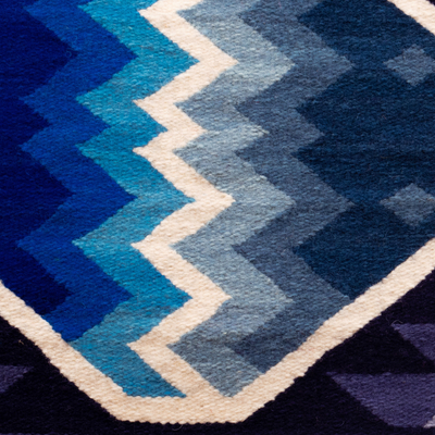 Wool tapestry, 'Cool Inca Symmetry' - Geometric Handwoven Inca Wool Tapestry in Cool Palette