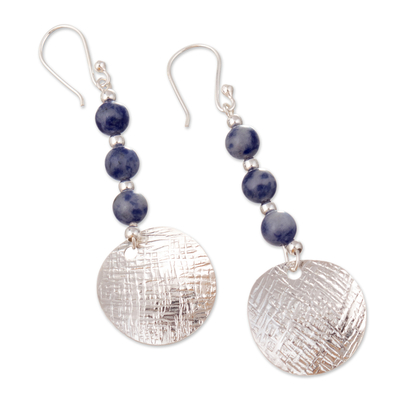 Sodalith-Ohrringe, 'Blue Evocation' (Blaue Beschwörung), baumelnd - Sterling Silber Ohrringe mit Sodalith Perlen
