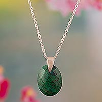 Chrysocolla pendant necklace, 'Amazon Green'