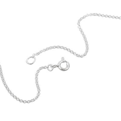Chrysocolla pendant necklace, 'Amazon Green' - Chrysocolla and Sterling Silver Pendant Necklace from Peru