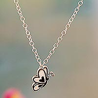 Sterling silver pendant necklace, 'Soaring Butterfly' - Sterling Silver Pendant Necklace of Butterfly Made in Peru