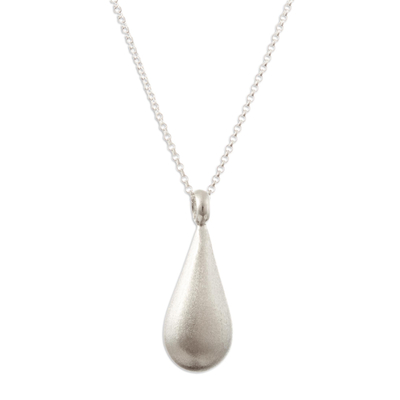 Sterling silver pendant necklace, 'Splendid Drop' - Drop-Themed Sterling Silver Pendant Necklace Made in Peru