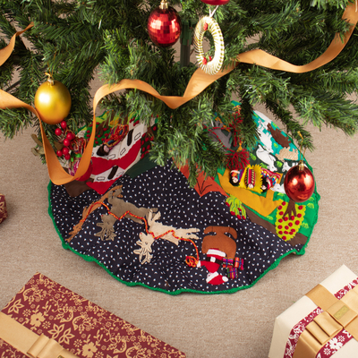 Weihnachtsbaumrock mit Applikation - Baumwollmischung-Applikations-Weihnachtsbaumrock mit Andenszene