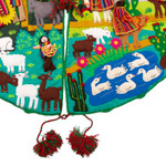 Applique Christmas tree skirt, 'Holiday Excitement' - Cotton Blend Applique Christmas Tree Skirt of Andean Scene