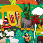 Applique Christmas tree skirt, 'Holiday Excitement' - Cotton Blend Applique Christmas Tree Skirt of Andean Scene