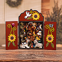 Featured review for Ceramic and wood retablo, Grant Us Peace