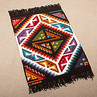 Wool blend area rug, 'Crab and Fish' (3x4) - Wool and Cotton Blend Area Rug Hand-Woven in Peru (3x4)