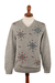 Men's 100% alpaca sweater, 'Little Stitches in Grey' - 100% Alpaca Hand-Embroidered Men's Pullover Sweater in Grey