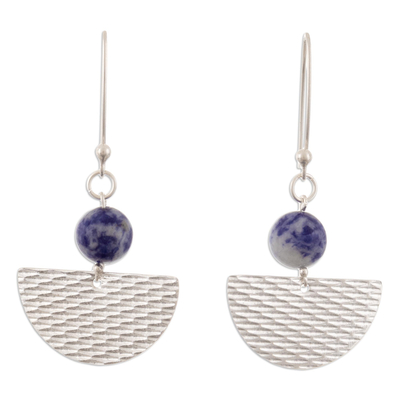 Sterling Silver Dangle Earrings with Natural Sodalite Beads