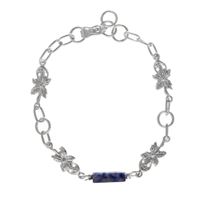Sterling Silver Pendant Bracelet with Natural Sodalite Gems