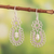 Cultured pearl dangle earrings, 'Faith Rings' - Sterling Silver Dangle Earrings with Rings and Cream Pearls (image 2) thumbail