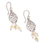Cultured pearl dangle earrings, 'Innocent Leaves' - Sterling Silver Leafy Dangle Earrings with Cream Pearls (image 2b) thumbail