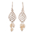 Cultured pearl dangle earrings, 'Innocent Leaves' - Sterling Silver Leafy Dangle Earrings with Cream Pearls (image 2c) thumbail
