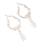 Sterling silver hoop earrings, 'Little Boy' - Polished Sterling Silver Hoop Earrings with Boy Motif