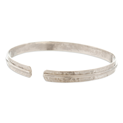 Sterling silver cuff bracelet, 'Artisan's Magic' - Sterling Silver Cuff Bracelet with Hammered Accents