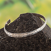 Sterling silver cuff bracelet, 'Artisan's Imagination' - Sterling Silver Cuff Bracelet with Braided Details