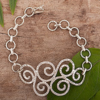 Sterling silver pendant bracelet, 'Magical Dance' - Sterling Silver Pendant Bracelet with Windy Motifs