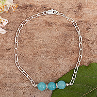 Quartz pendant bracelet, 'Sea Kisses' - Sterling Silver Quartz Pendant Bracelet from Peru