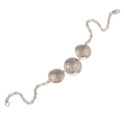 Sterling silver pendant bracelet, 'Love Monument' - Sterling Silver Pendant Bracelet with centreed Heart Motif